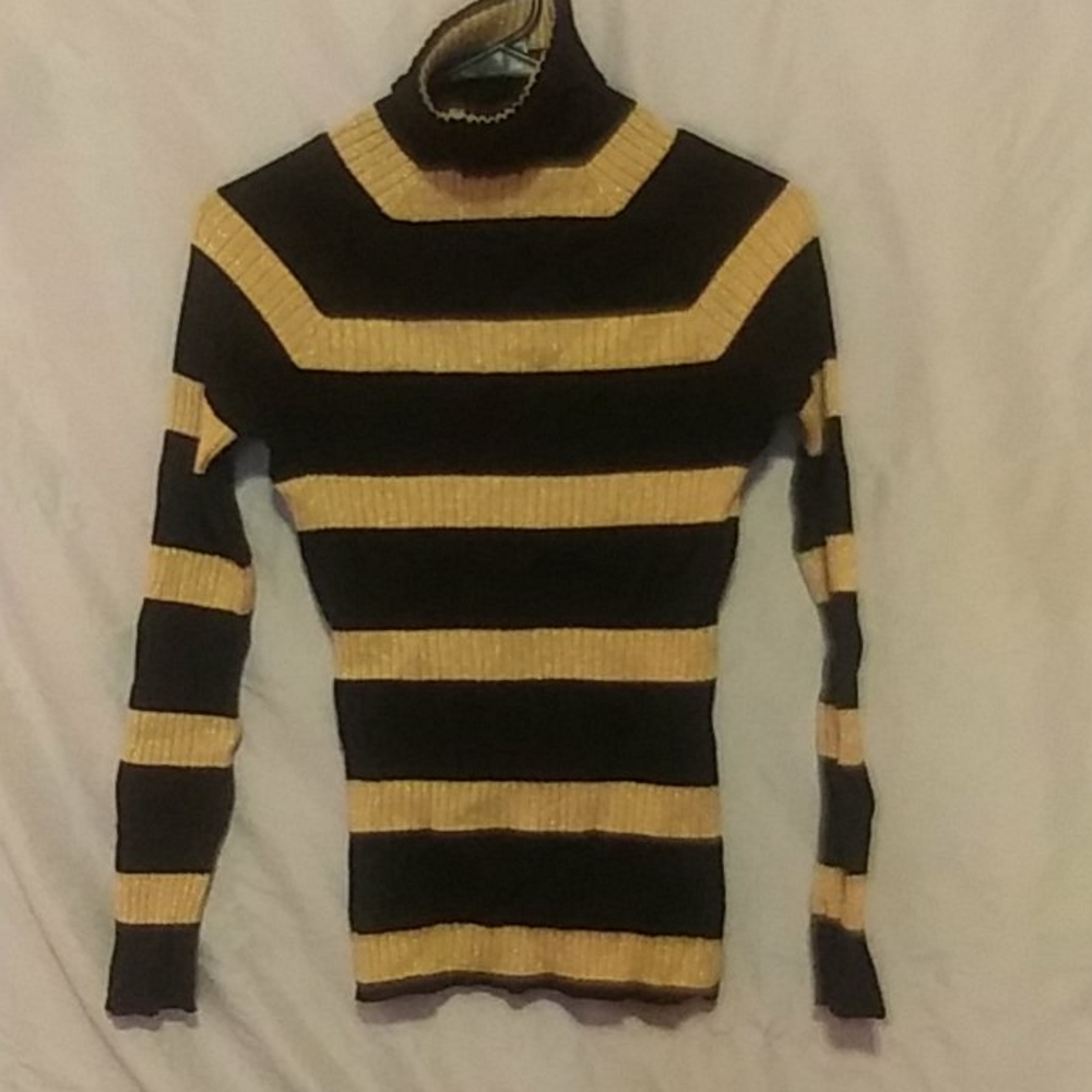 Black and Gold Turtle Neck Sweater